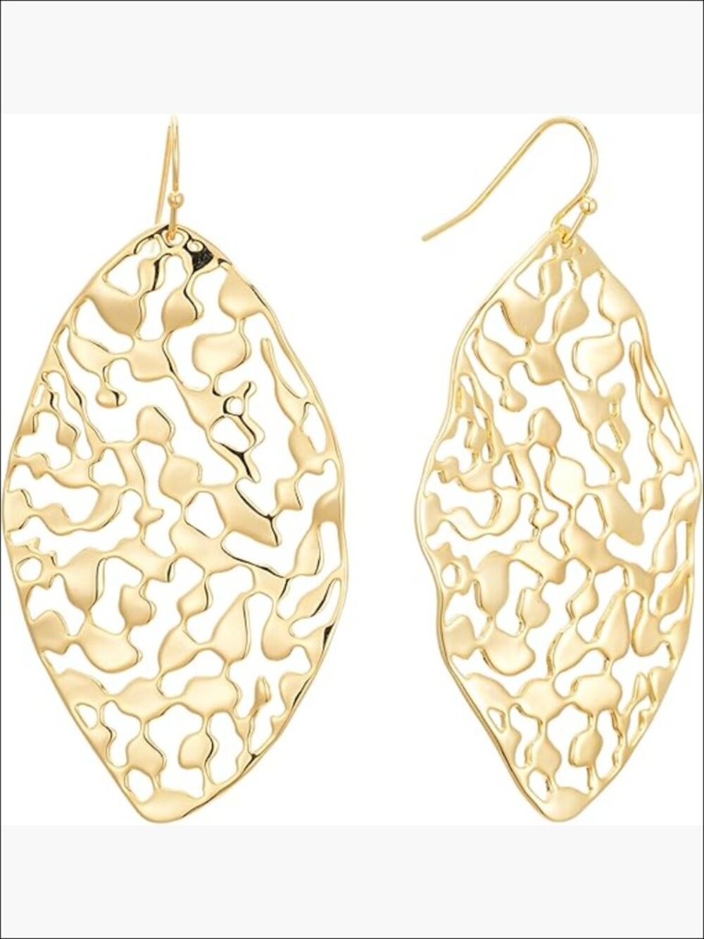 Chunky Gold Leaf Drop Dangle Earrings, 18k Gold Plated Brass, Statement Gift